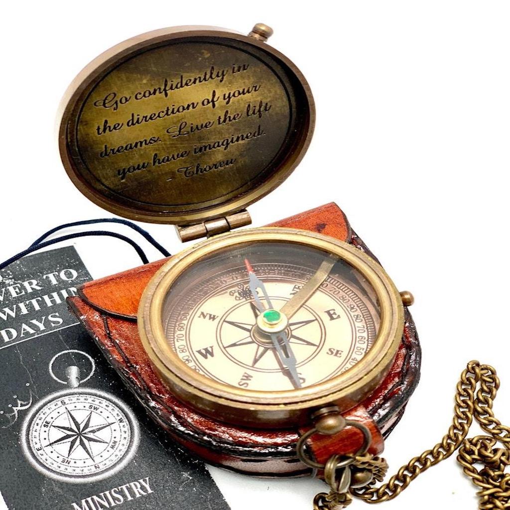 Engraved Pocket Compass Brass Nautical Compass, Handmade Compass, Christmas Gift, Gift for Husband, Mens Gift, Gift for Her, Wedding Gift
