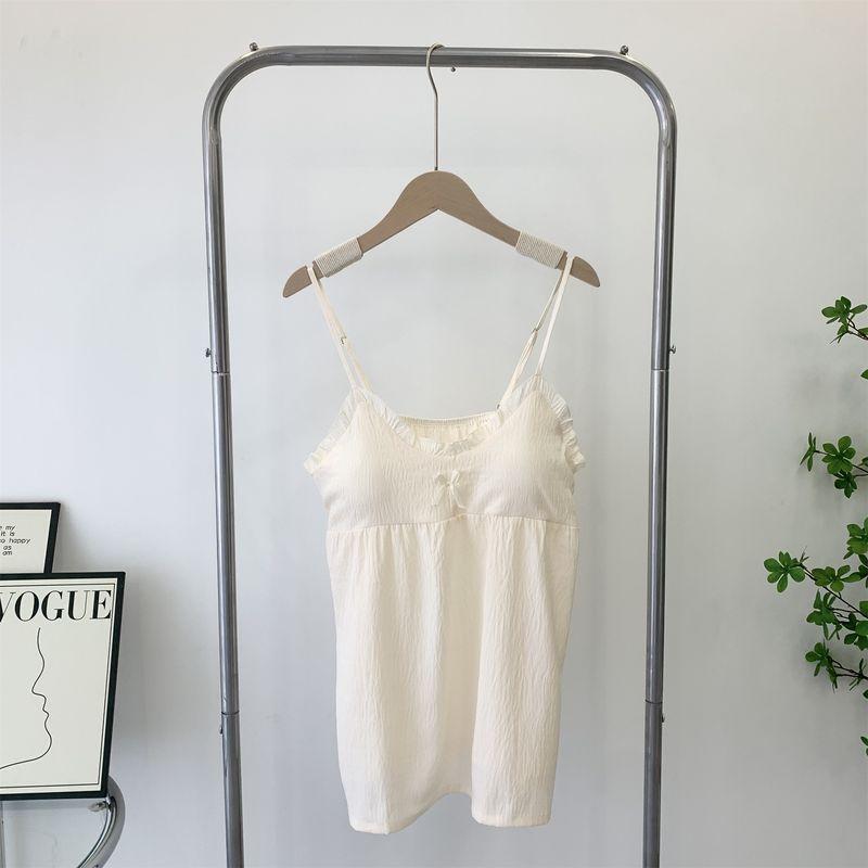 Sweet Cute Young Adult Clouds Cotton Suspenders Shorts Pajamas Women's Homewear Suit with Chest Pad Bubble Cotton Two-piece Set