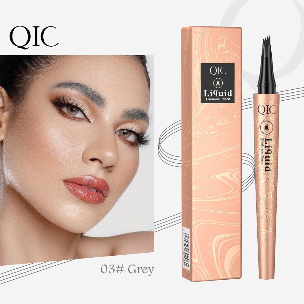 QIC Color Makeup Waterproof Liquid Eyebrow Pencil - Four-Prong Design