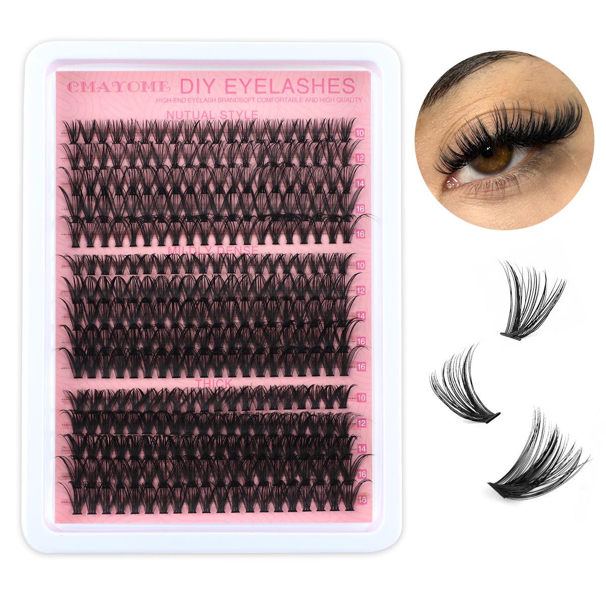 Набор сегментированных кластерных ресниц D-завитка для самостоятельного наращивания: Натуральные, густые, самоклеящиеся накладные ресницы