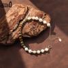 Effie Queen Genuine Natural Stone Freshwater Pearls Turquoise Beaded Bracelet Adjustable 925 Sterling Silver Jewelry Gift MPB27