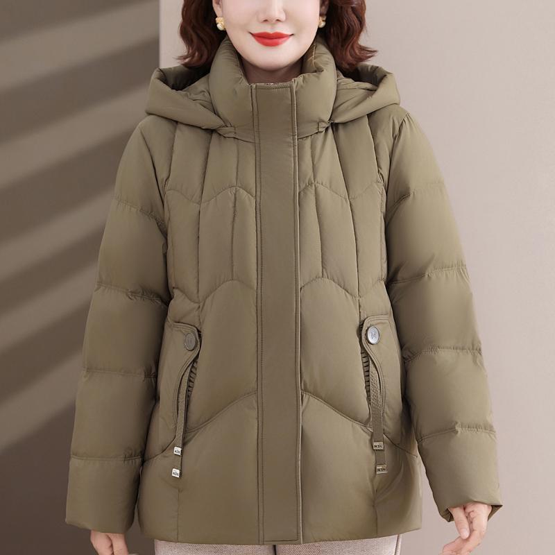 Middle Age Women's Puffer Jackets Winter Short Parkas Hooded Plus Size Thick Down Coats Woman Outerwears