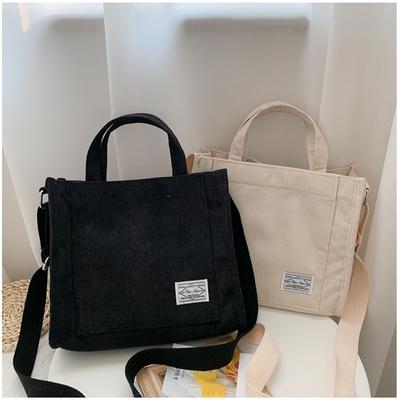 Frauen Cord Zipper Schulter Tasche Kleine Baumwolle Leinwand Handtasche Casual Tote Weibliche Eco Umhängetasche Vintage Messenger Taschen