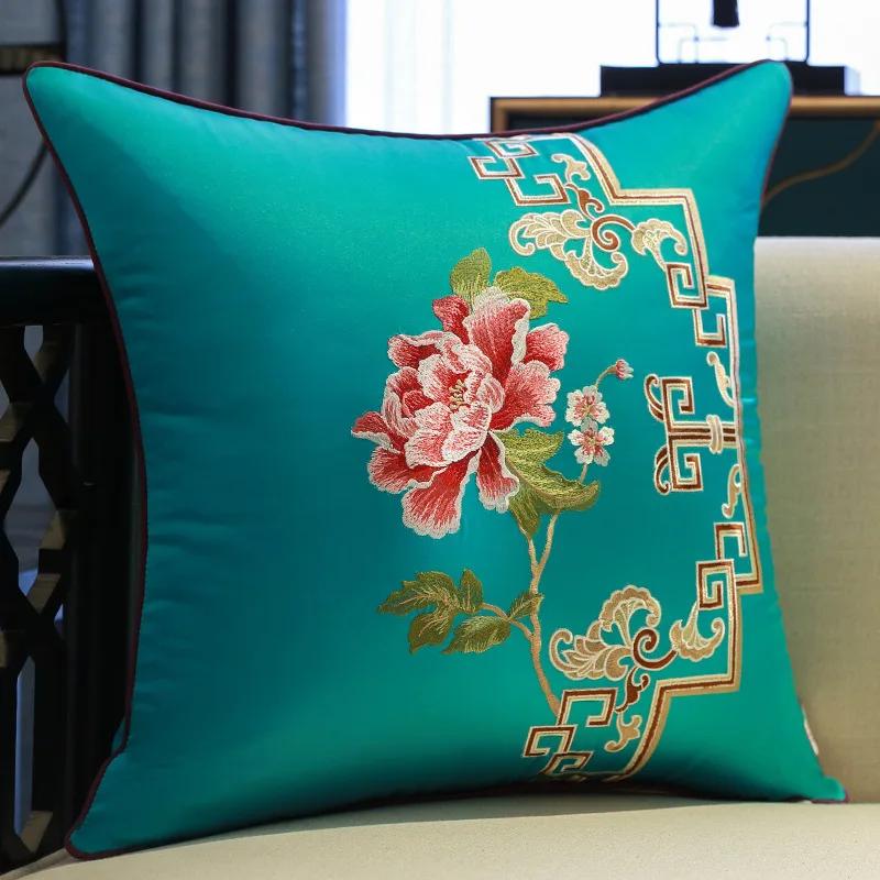 

2025 Классическая прикроватная спинка Подушка для поясницы Наволочка Вышивка в китайском стиле Наволочка Цветок Птица Гостиная Диван Чехол для подушки 45x45cm