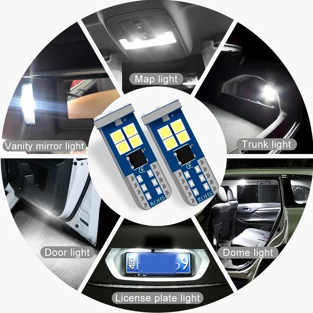 5pcs/10pcs /15pcs T10 W5W LED HD Bulbs 168 194 12V Car Interior Dome Reading Trunk License Plate Lamp Door Light White Blue Pink