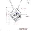 925 Sterling Silver Love Cube Square Pendant Necklace Wedding Fashion Jewelry