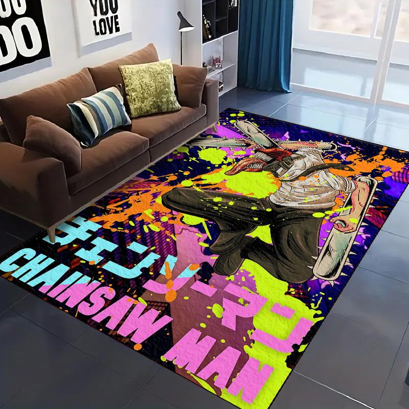 Chainsaw Man Anime Washable Non-Slip Rug Carpet Larget Floor Mat Bedroom Home Decor LXR178