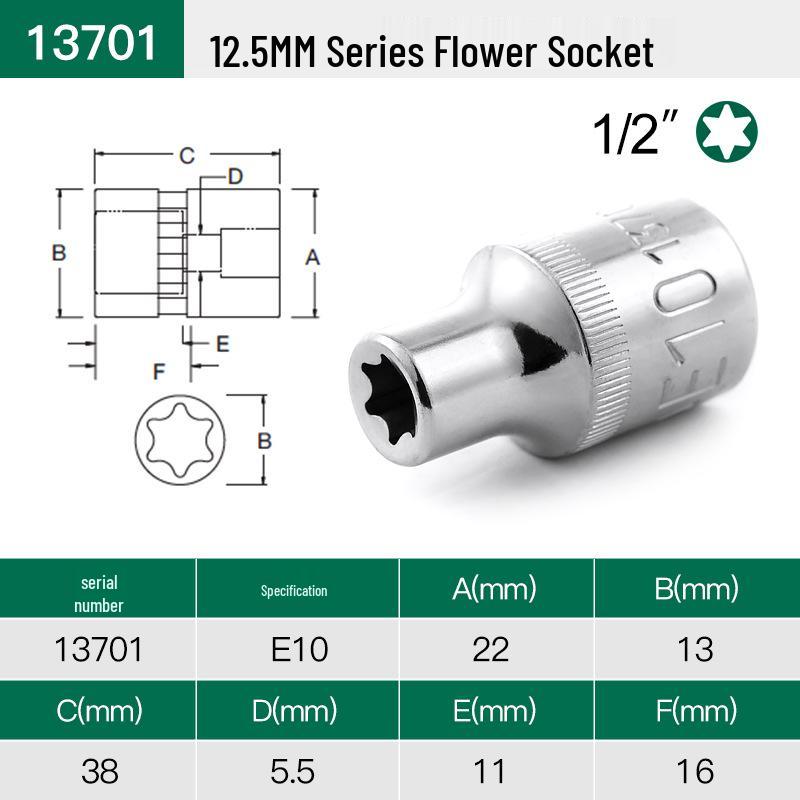SATA Torx E-typ 12,5 mm sexlobigt hylsverktyg