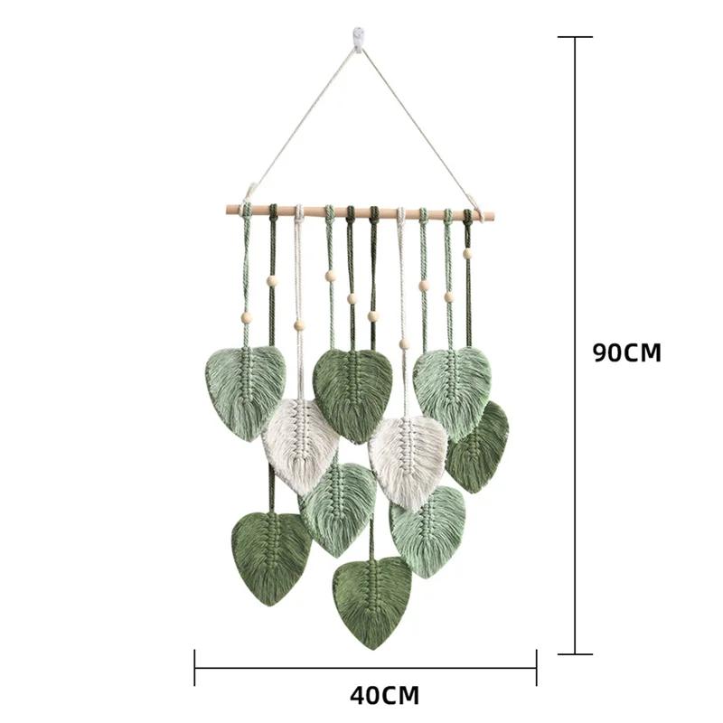 Leaf Macrame Wall Hanging Boho Room Home Decor Woven Aesthetic Wall Tapestry Home Room Wedding Decoration Green