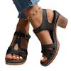 European and American sandals women's summer new Korean version fish mouth thick heel buckle high heel sandals foreign trade spot
