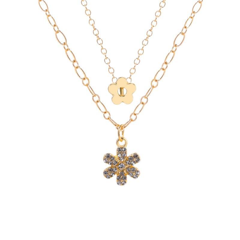Diamond collarbone chain wholesale European and American jewelry simple versatile alloy flower necklace women's pendant sweater chain
