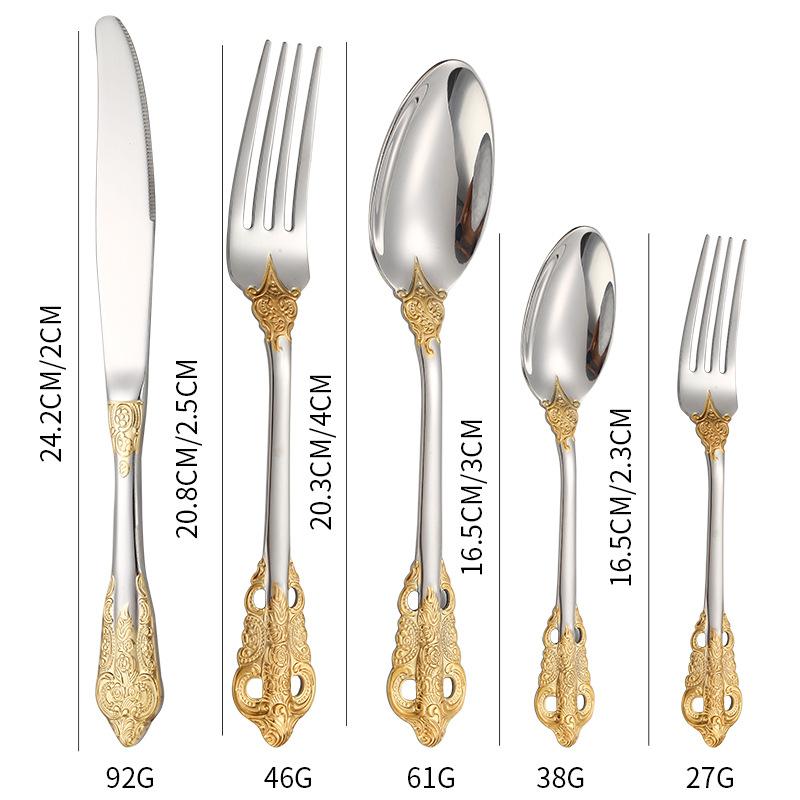 304 Stainless Steel Court Tableware Western Knife, Fork and Spoon Set Thickened High-grade Steak Knife, Fork, Spoon