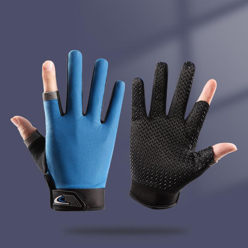 Summer Thin Non-Slip Anti-Stab Fishing Gloves with Exposed Two Fingers for Lure, Casting, Baiting, and Sea Fishing