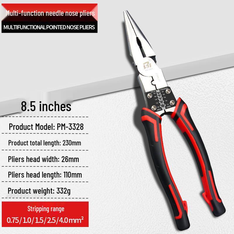 

8-дюймові багатофункціональні плоскогубці - Інструмент електрика промислового класу з 6-дюймовими діагональними та гострогубцями