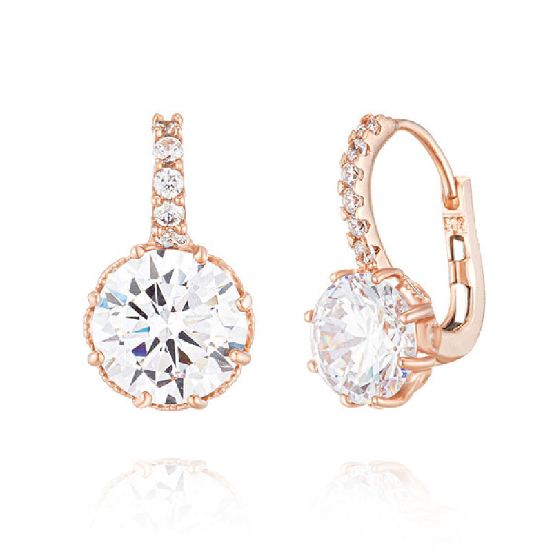 

14K Gold Earrings One-Touch Ring Bling Cubic BS01016E Pink Gold