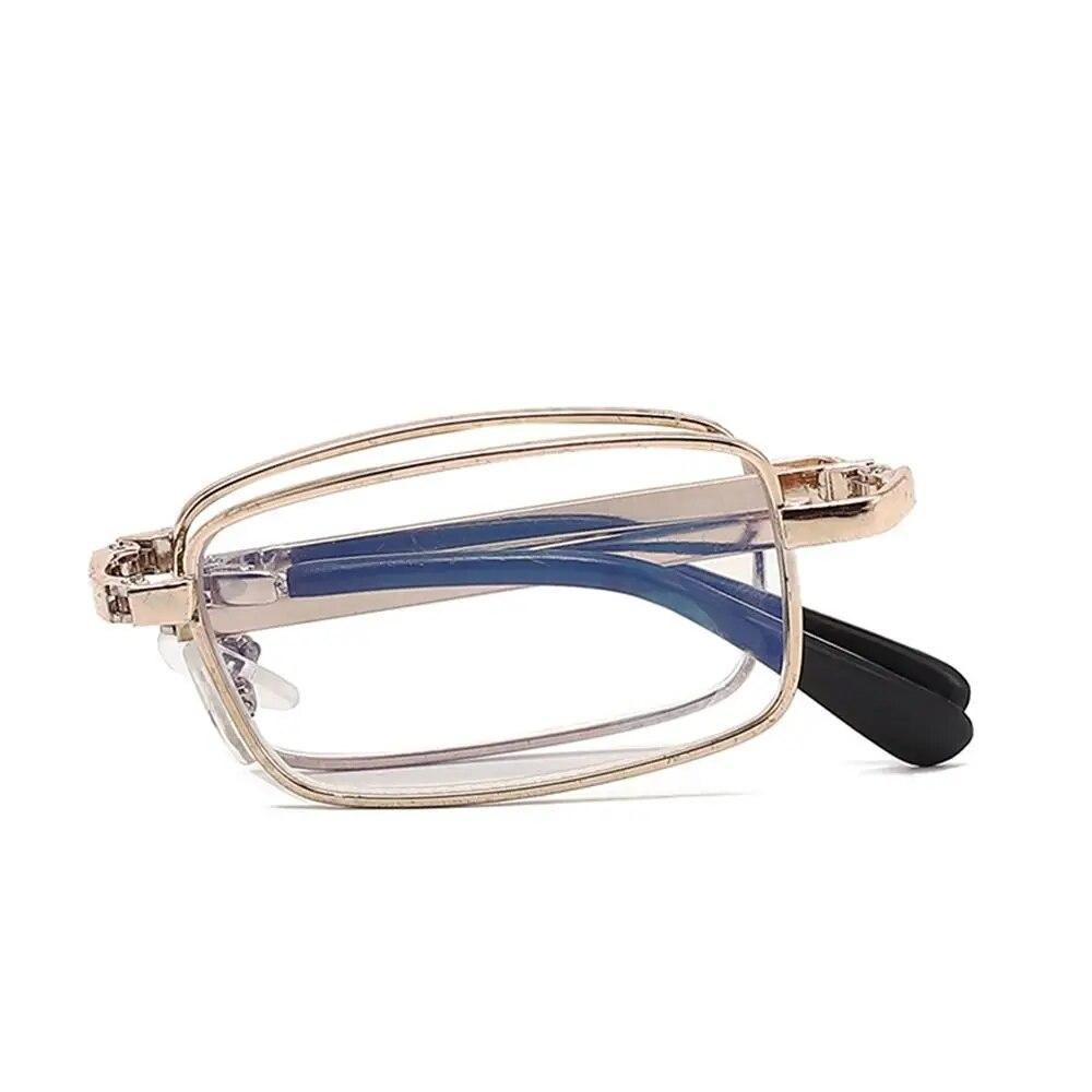 Metal Anti Blue Light Reading Glasses Foldable for Men Women Eye Protection Near Far Double Light Eyewear