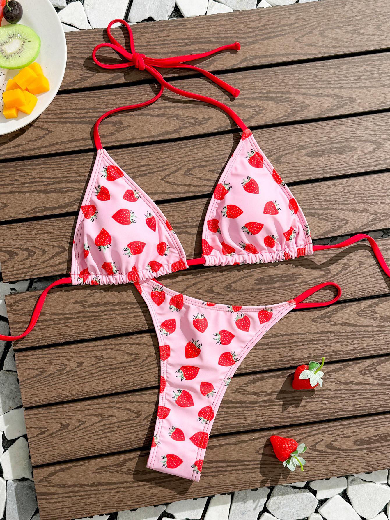 

Стильный европейский и американский купальник-бикини с принтом, открытой спиной, сексуальный, с разрезом для женщин, 2025 Medium