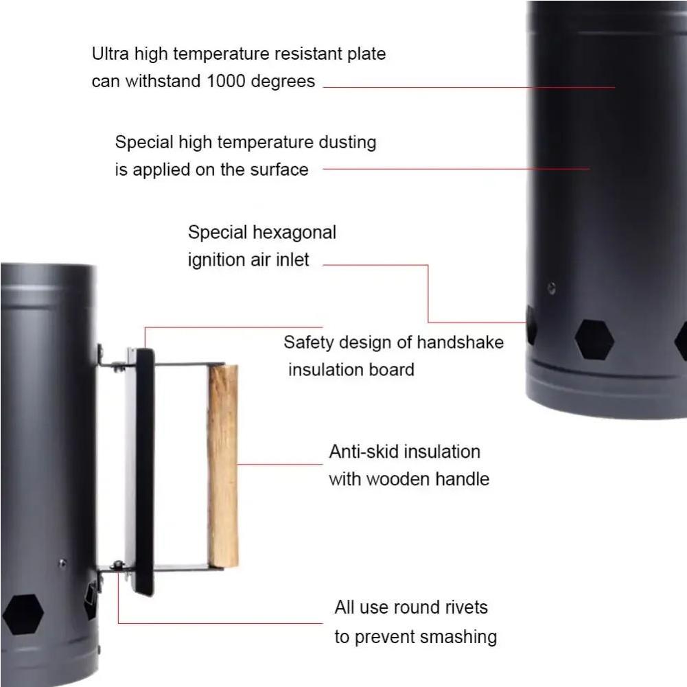 Outdoor Barbecue Fire Starter Bucket Cooking BBQ Rapid Fire Briquette Starters Barbecue Tools Charcoal Ignition Stove Barrels