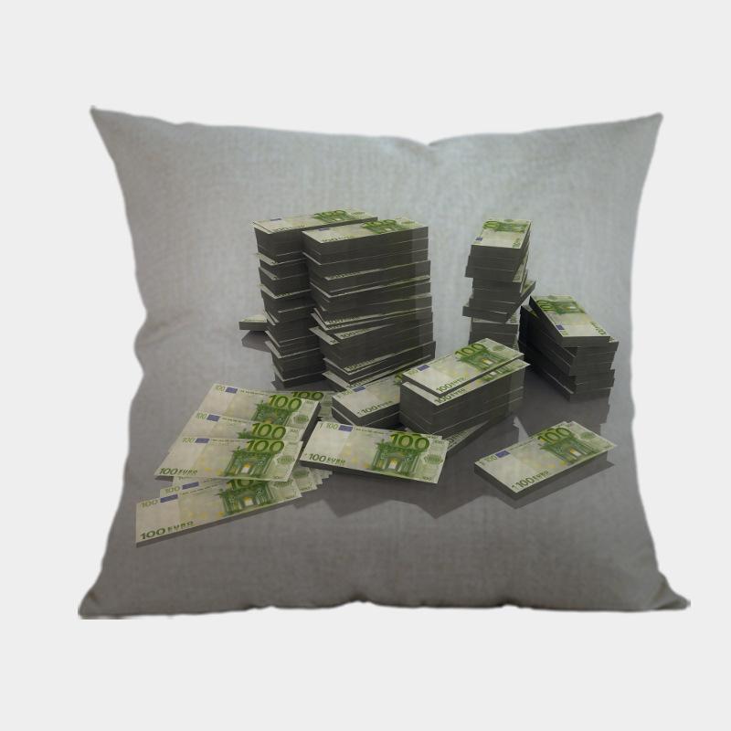 Nuovi Cuscini Decorativi per Divano a Forma di Dollaro Americano Quadrati 18 Pollici Lino Cotone Stampa di Denaro Copricuscino per Sedia da Ufficio Decorazione per la Casa