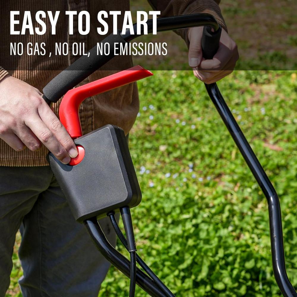 16-Inch 13-Amp Corded Electric Tiller/Cultivator, 8-inch Tillling Depth with Adjustable Wheels, Foldable Electric Rototiller