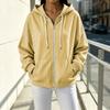 Women's Casual, Loose-Fitting, Striped, -Lined, Hooded Cardigan with Zipper