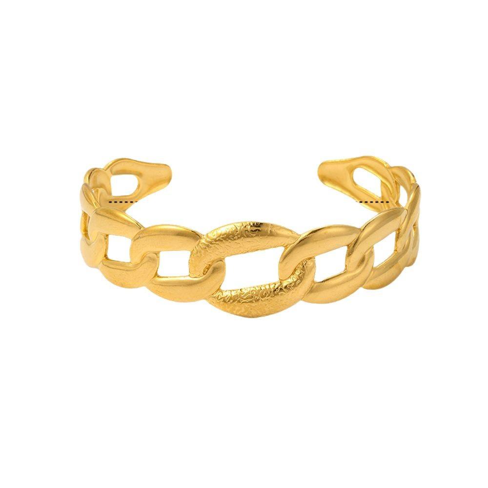 Fashion chain shape gold-plated stainless steel bracelet, waterproof, rust-free heavy metal women's jewelry, couple bracelets