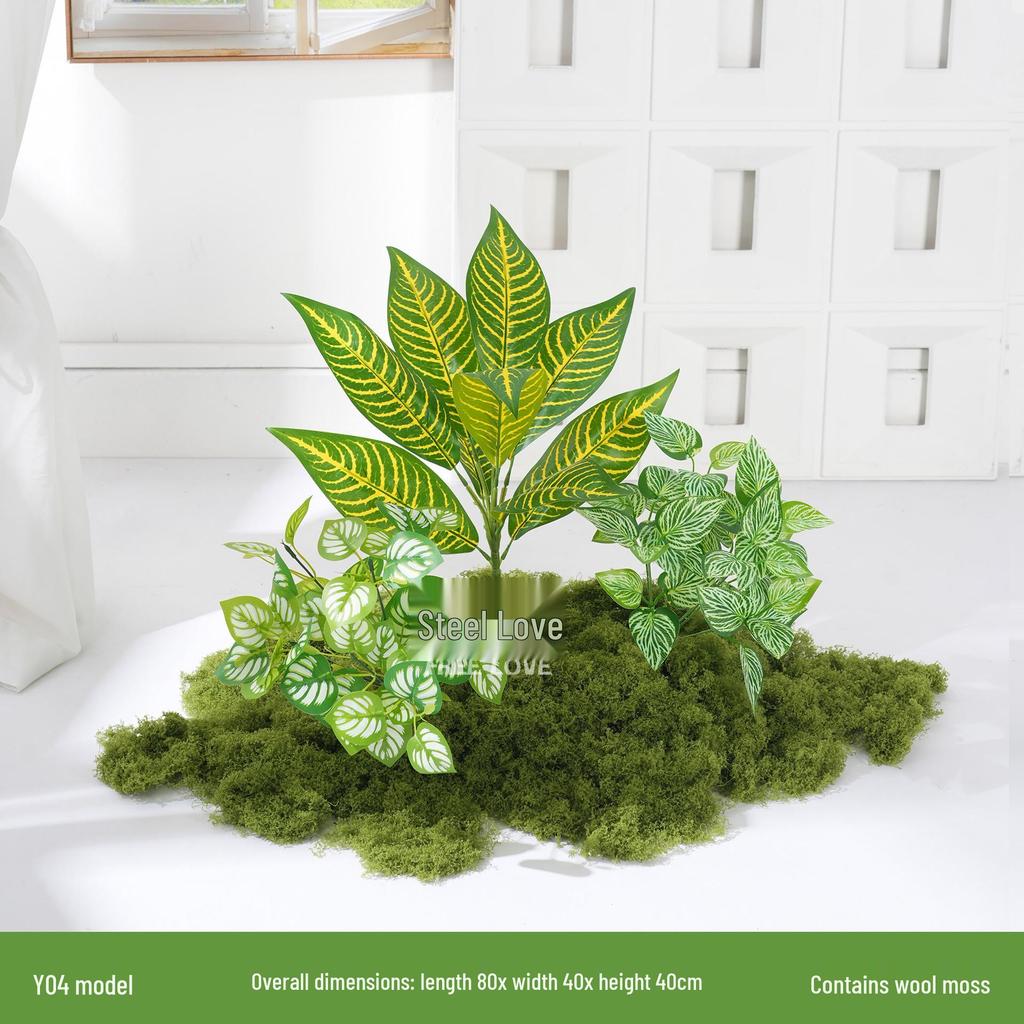 Luxury Faux Green Plant and Flower Decor - Indoor Moss and Grass Clusters for Elegant Landscaping.