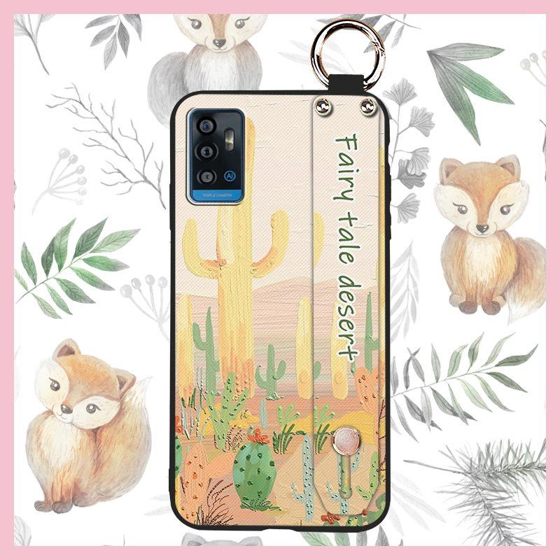 Waterproof Silicone Phone Case For ZTE Blade A71/Optus X Swift 5G Durable Fashion Design Lanyard Oil Painting Ring