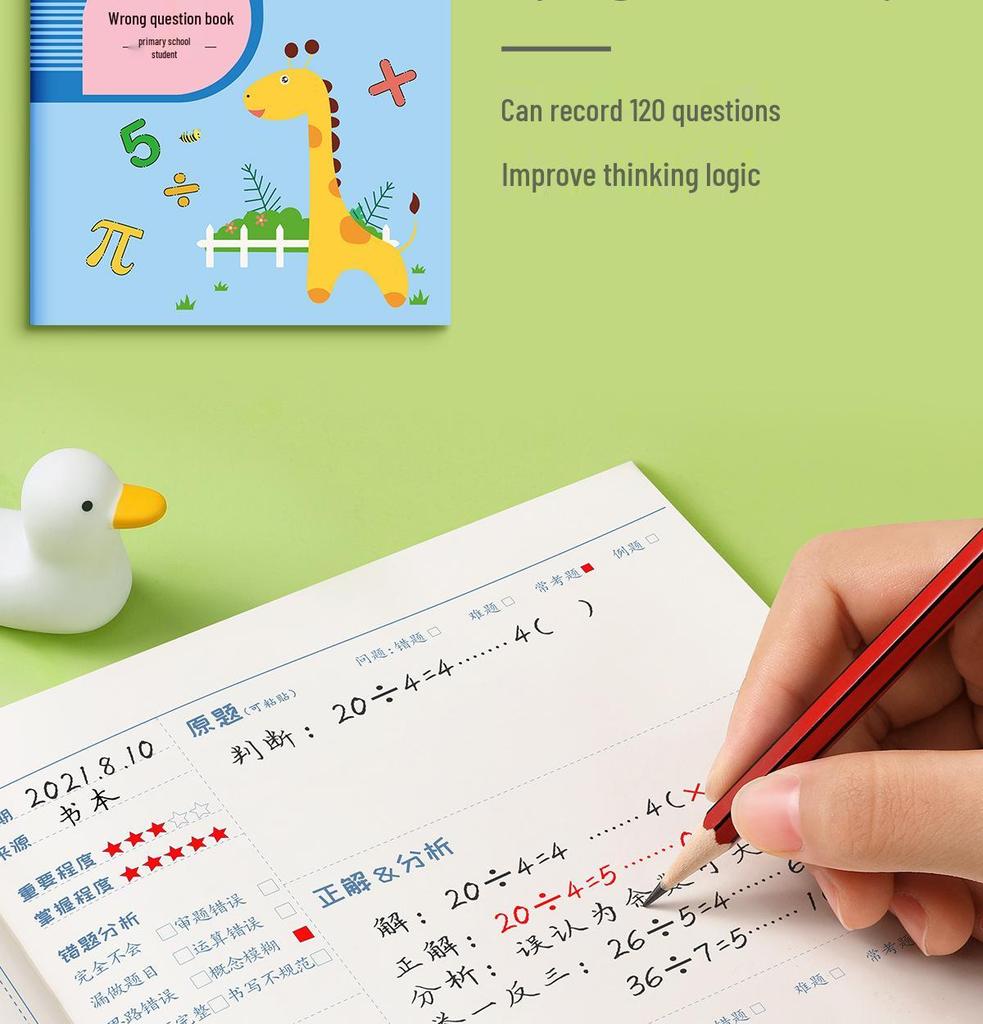 Elementary Math & English Error Correction Notebook, Grades 1-3