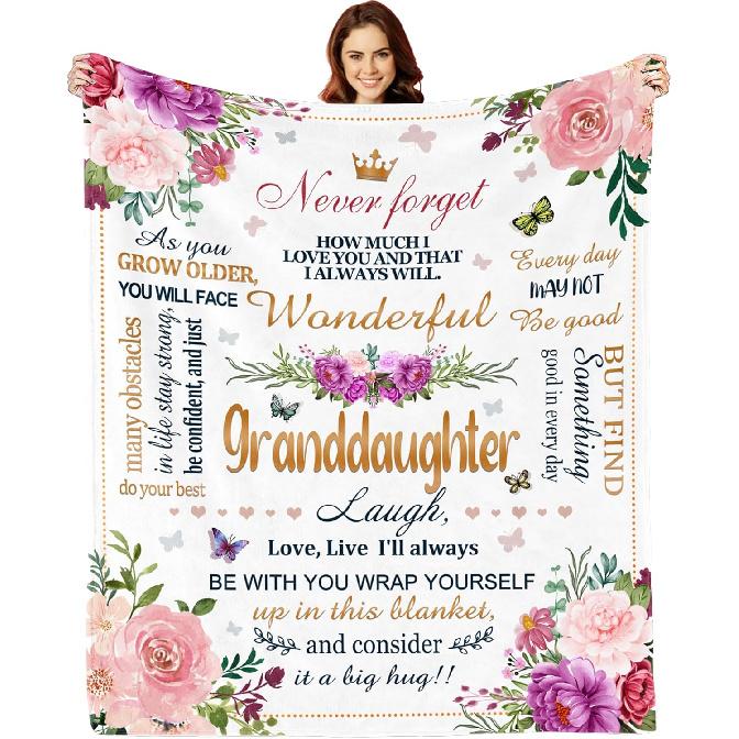 Granddaughter Gifts from Grandma, Granddaughter Birthday Gift Ideas, Gifts for Granddaughter Blanket, Graduation Gift for Granddaughter from