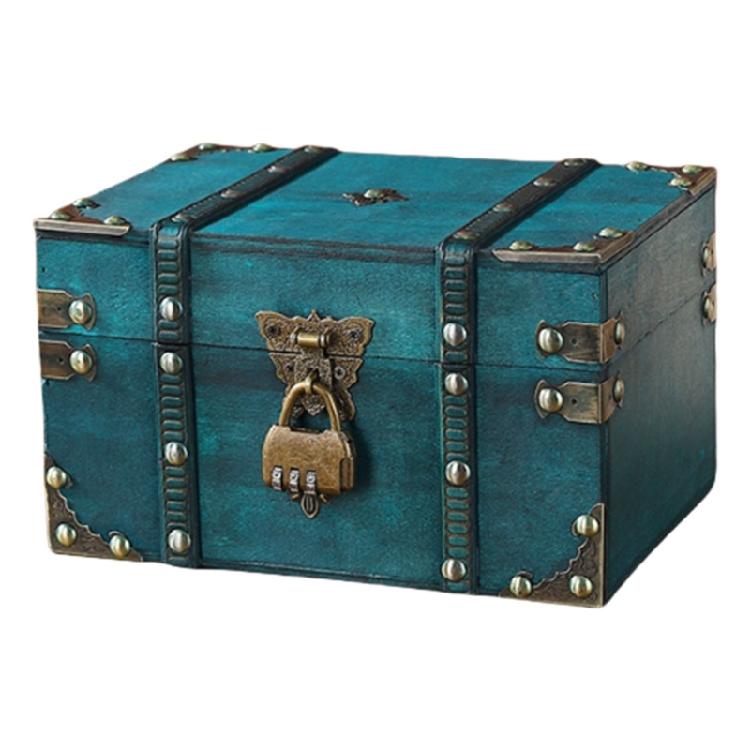 Elegante Holztruhe mit kleinem Metallschloss Schatztruhe Dekorationsbox Antiker Stil Abschließbarer Schmuckorganisator smaragdgrün