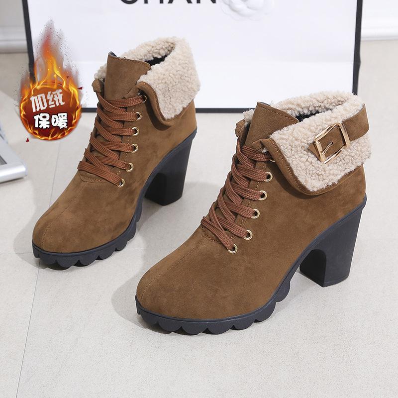 

Женские замшевые сапоги европейского и американского производства, осень 2024 г., новые короткие ботинки «Челси» на толстой подошве, женская обувь с пряжкой на ремне, Zapatos Mujer 42 верблюд