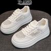 Summer Lace Mesh Breathable Leather Little White Shoes Soft Sole Women's Shoes New Casual Sports Shoes Thick Baseplate Shoes