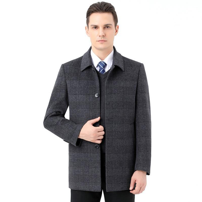 

Осенне-зимнее двухстороннее кашемировое пальто мужское средней длины в корейском стиле утолщенная ветровка шерстяное пальто для мужчин 170