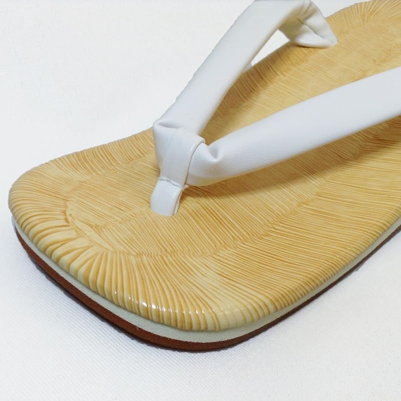 Edoten Geta Sandals, Made In Japan, Yellow Tatami Fabric, Non-Slip Candy Soles, White Straps, Size 3L (XXL)