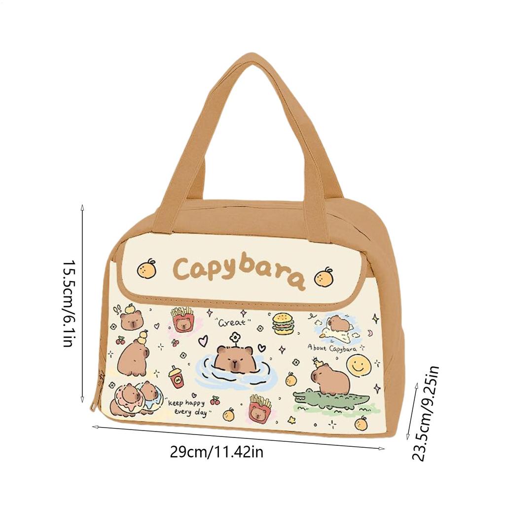 Capybara Insulated Lunch Bag Portable Lunch Box Storage Bag Foldable Insulated Cooler Handbag For Outdoor Office School Picnic