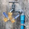 Brass Garden Hose Splitter Dual Valve Long Handle Water Faucet Connector for Outdoor Irrigation System with Two Outlet Control