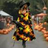 Dámské midi šaty s potiskem pro halloweenskou párty a kostým
