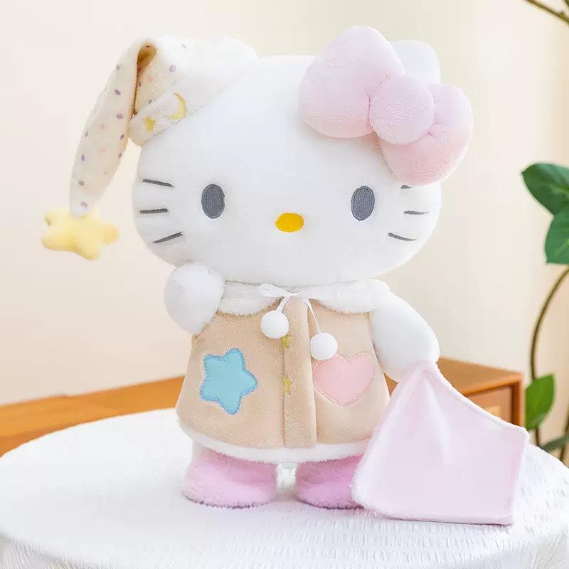 Sweet Dreams Cat Plush Toy with Sleep Cap - Cute Gift for Girls 30 cm