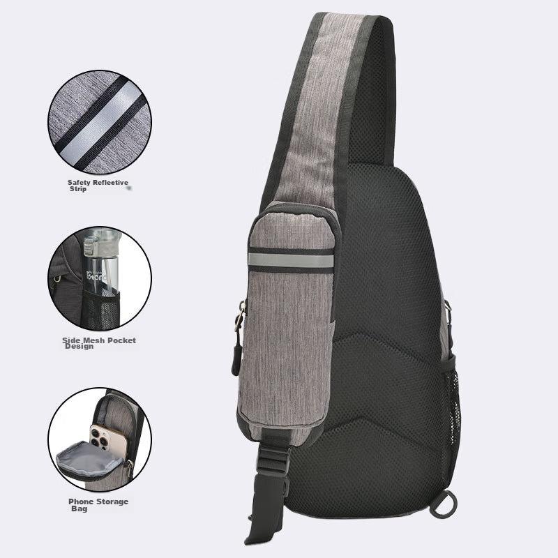 ALPINT MOUNTAIN Crossbody Bag, Chest Pack, Shoulder Bag, Portable Cycling Backpack, Casual Commuter Bag, Gray