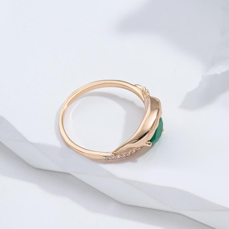 Ringe mit Blattstruktur und grünem Zirkon für Damen, täglich passender Modeschmuck