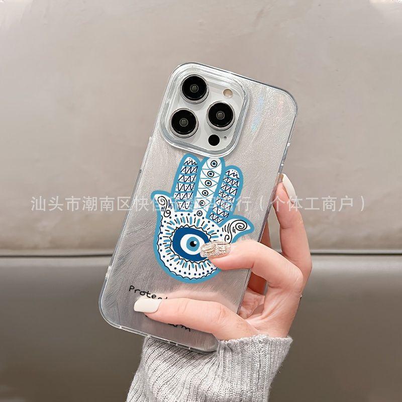 Applicable Apple 17promax blue eye iPhone16 devil's eye 15plus/14/13/12/11 feather yarn