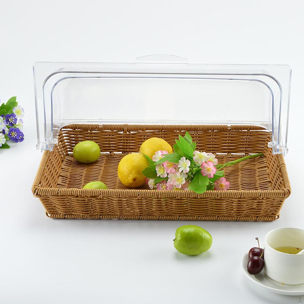 Imitation Rattan Woven Bread Basket Fruit Multifunctional Snack Storage Rectangle Serving
