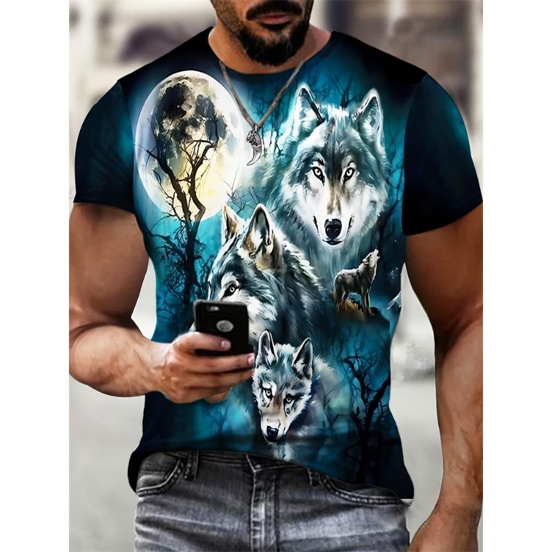 2025 New Men's 3D Dragon Print T-shirt Casual Short-sleeved Pullover Polyester Round-neck Summer Outdoor Clothing Adult Size