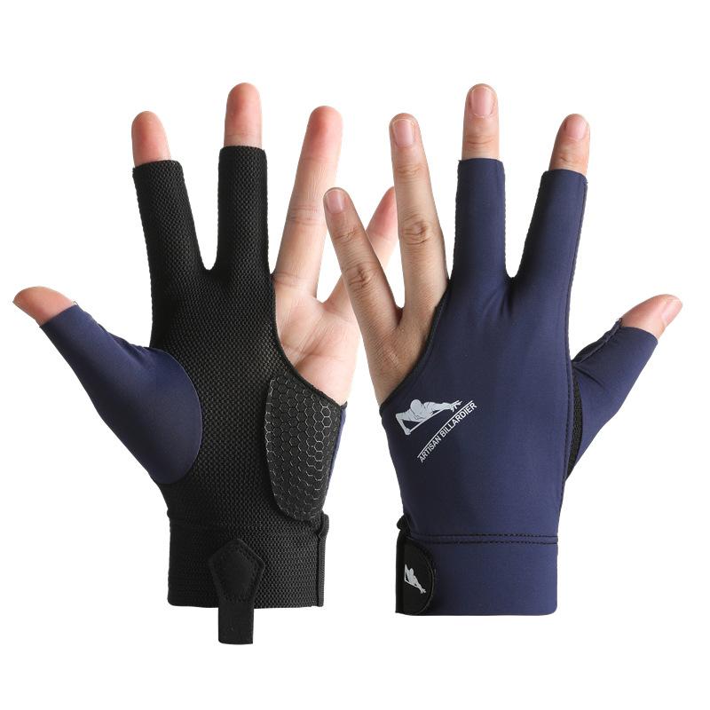 

Новые бильярдные перчатки на три пальца, товары для бильярдных соревнований, утолщенная дышащая сетка, нескользящие, износостойкие, снукерные пальцы average size