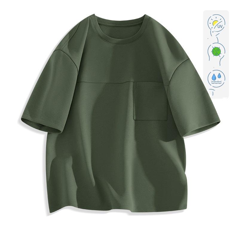 Round Neck Men's T-shirt Sunscreen Breathable Quick-drying Sports Short-sleeved Fashion Casual Pocket T-shirt