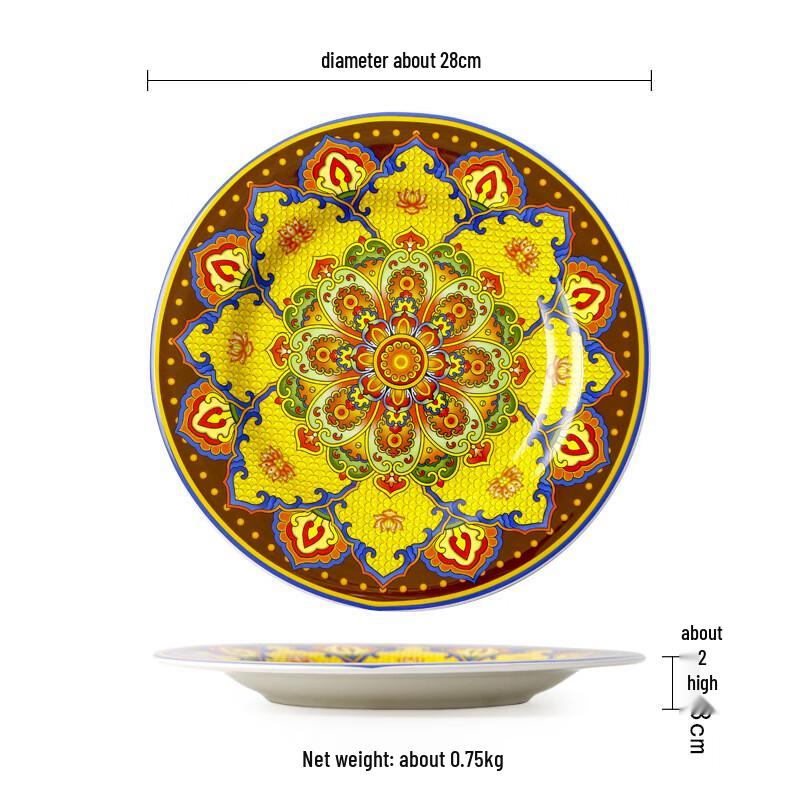 ZISIZ Hand-painted Irregular Ceramic Dinner Plate