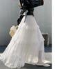 Retro Sweet White Long Skirt Women Casual Loose High Waist Elegant Skirt Vintage Lace Patchwork Korean Summer Long Skirts