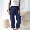 Women's Pants, Casual Solid Color Pocket Pants Elastic Waist Loose Straight Leg Pants