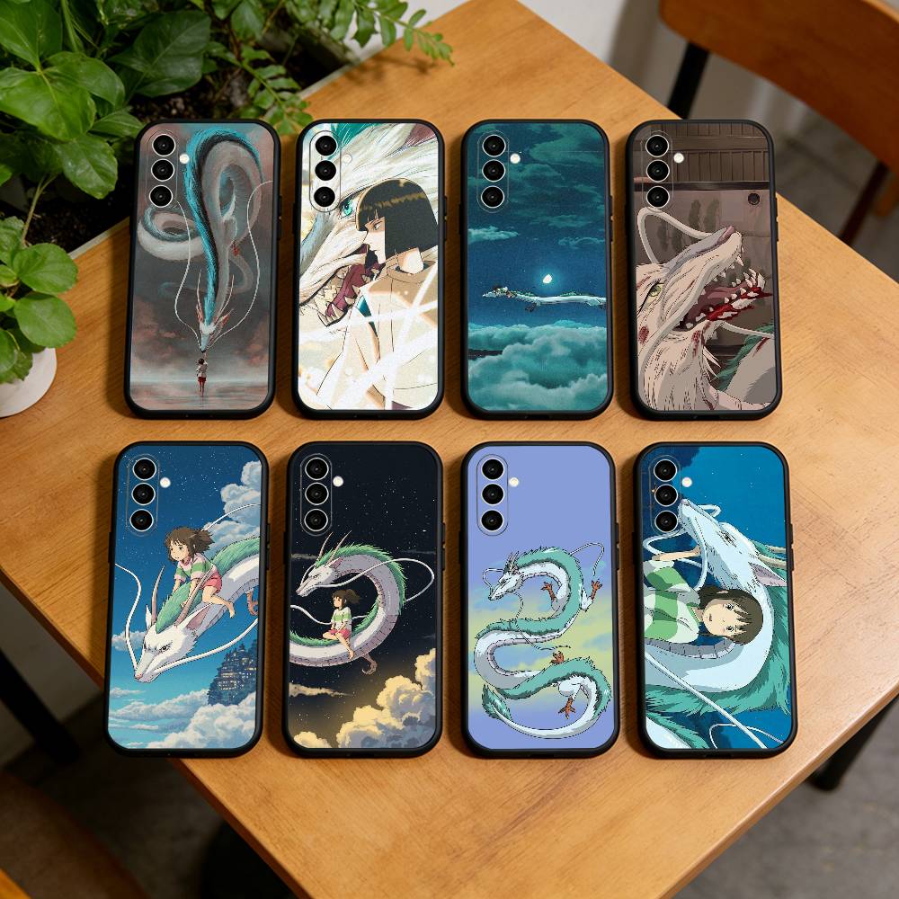 Spirited Away H-Haku C-Chihiro Phone Case For Samsung Galaxy A73,A72,A71,A70,A53,A52,A51,Soft Silicone Black Cover